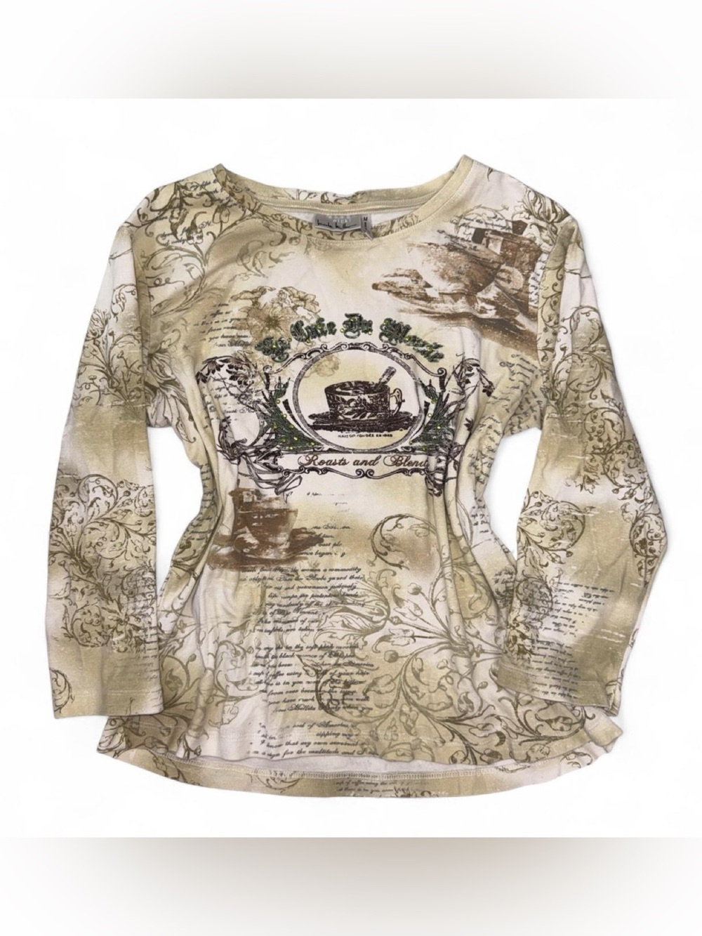Vintage Nicole Miller Espresso Mid Length Longsleeve Top.